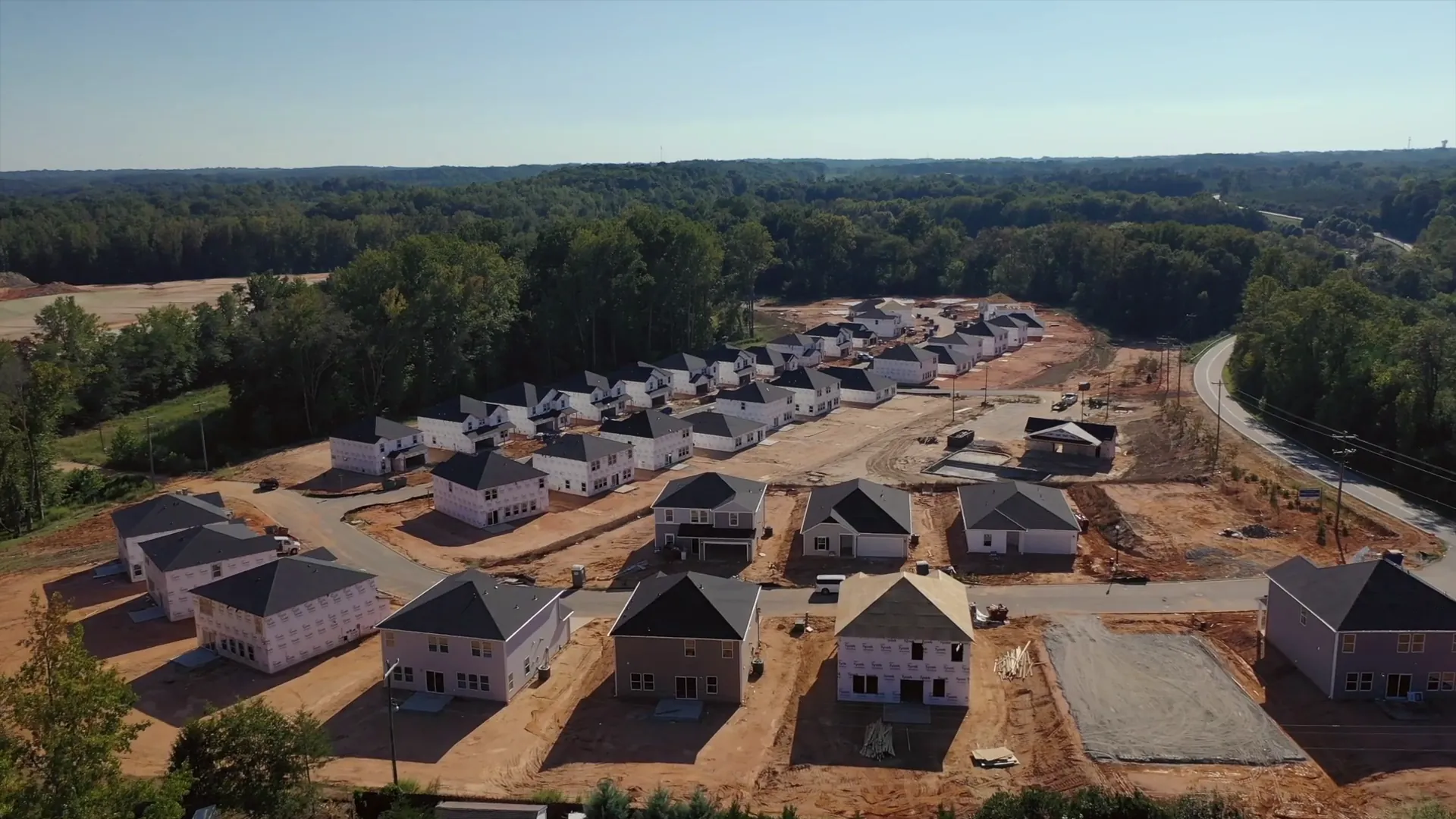 Aerial view of a community under construction